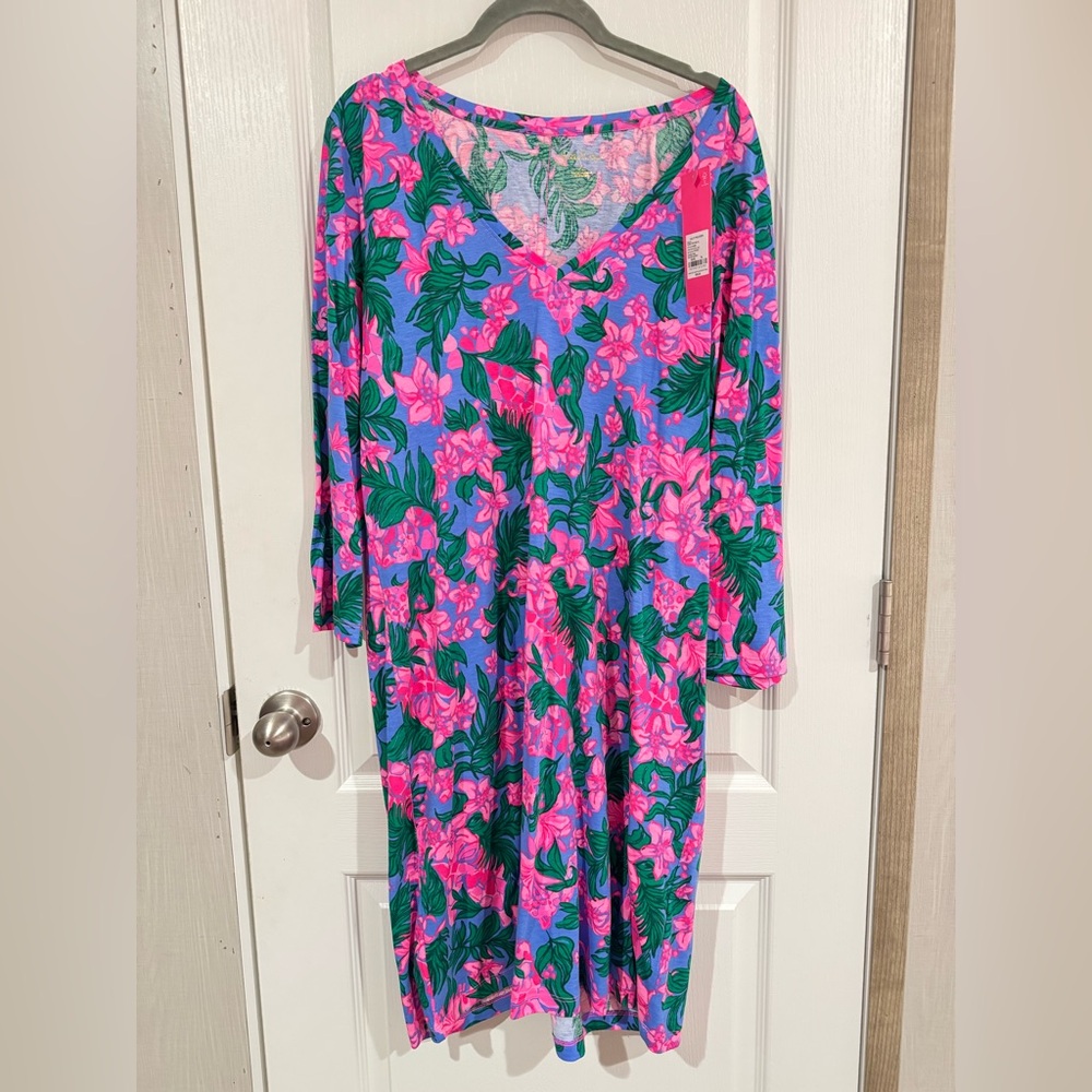 Lilly Pulitzer Pink and Green Floral Mini Dress